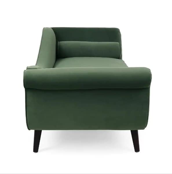 Velvet Fabric Rosewood 2-Seater Chaise Lounge Couch For Living Room