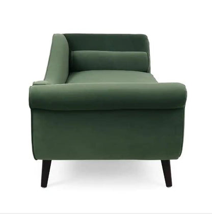 Velvet Fabric Rosewood 2-Seater Chaise Lounge Couch For Living Room