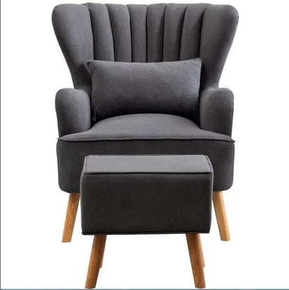Modern Wing Chair for Living Room, Arm Chair with Ottoman/Footrest for Bedroom with Pouffes