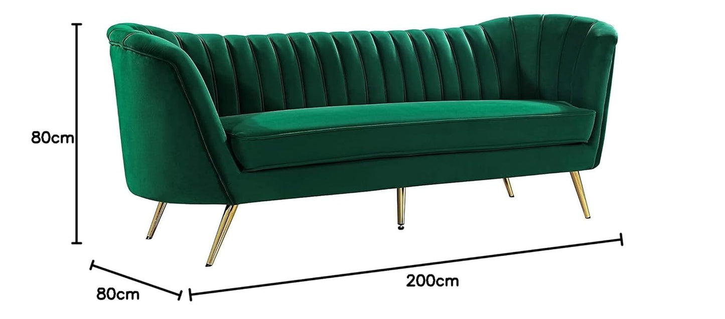 Velvet Fabric 3 Seater Chesterfield Sofa for Living Room & Office