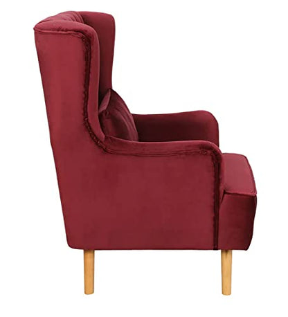 Modern Wing Chair for Living Room, Arm Chair with Ottoman/Footrest for Bedroom with Pouffes