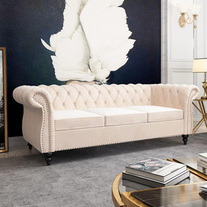 Modern 3 Seater Sofa,Comfortable Velvet Sofa for Living Room, Bedroom, Hallways Furniture