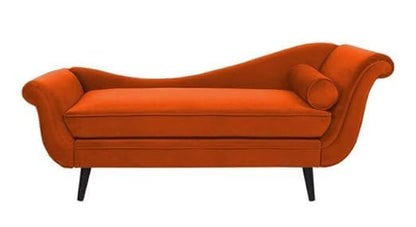 Velvet Fabric Rosewood 2-Seater Chaise Lounge Couch For Living Room