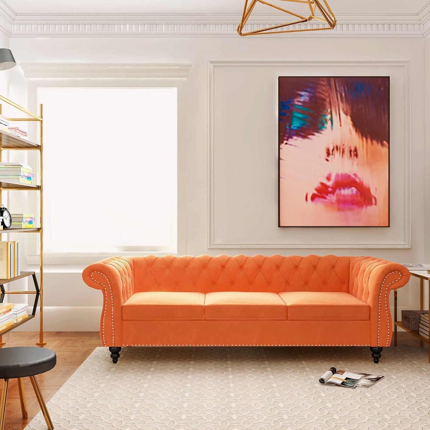 Modern 3 Seater Sofa,Comfortable Velvet Sofa for Living Room, Bedroom, Hallways Furniture