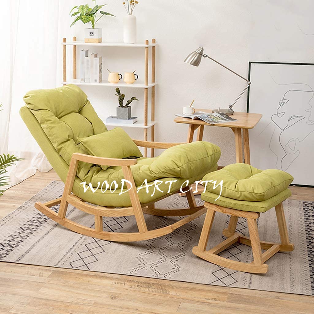 Teak wood Rocking Lounge Chair Relaxing Seat for Adult with Armrest