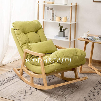 Teak wood Rocking Lounge Chair Relaxing Seat for Adult with Armrest
