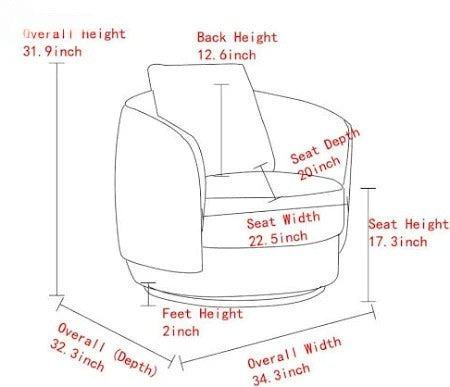 360 Degree Rotatable  Single Seater Accent Wing Chair for Living room, Garden