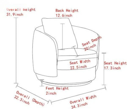 360 Degree Rotatable  Single Seater Accent Wing Chair for Living room, Garden