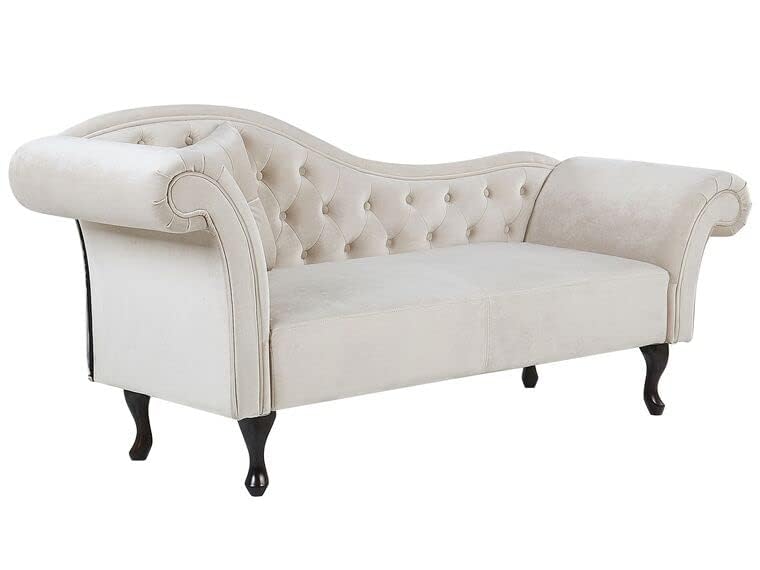 Velvet Fabric Rosewood Button Tufted Chaise Lounge Couch for Living Room Bedroom Office Furniture